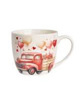 Valentin napi porcelán bögre papír dísztasakkal szíves lufi Truck 460 ml