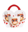 Valentin napi porcelán bögre papír dísztasakkal bagoly 460 ml