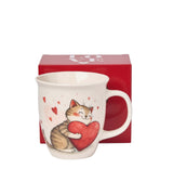 Valentin napi cicás porcelán bögre díszdobozban Cat with toy 650 ml