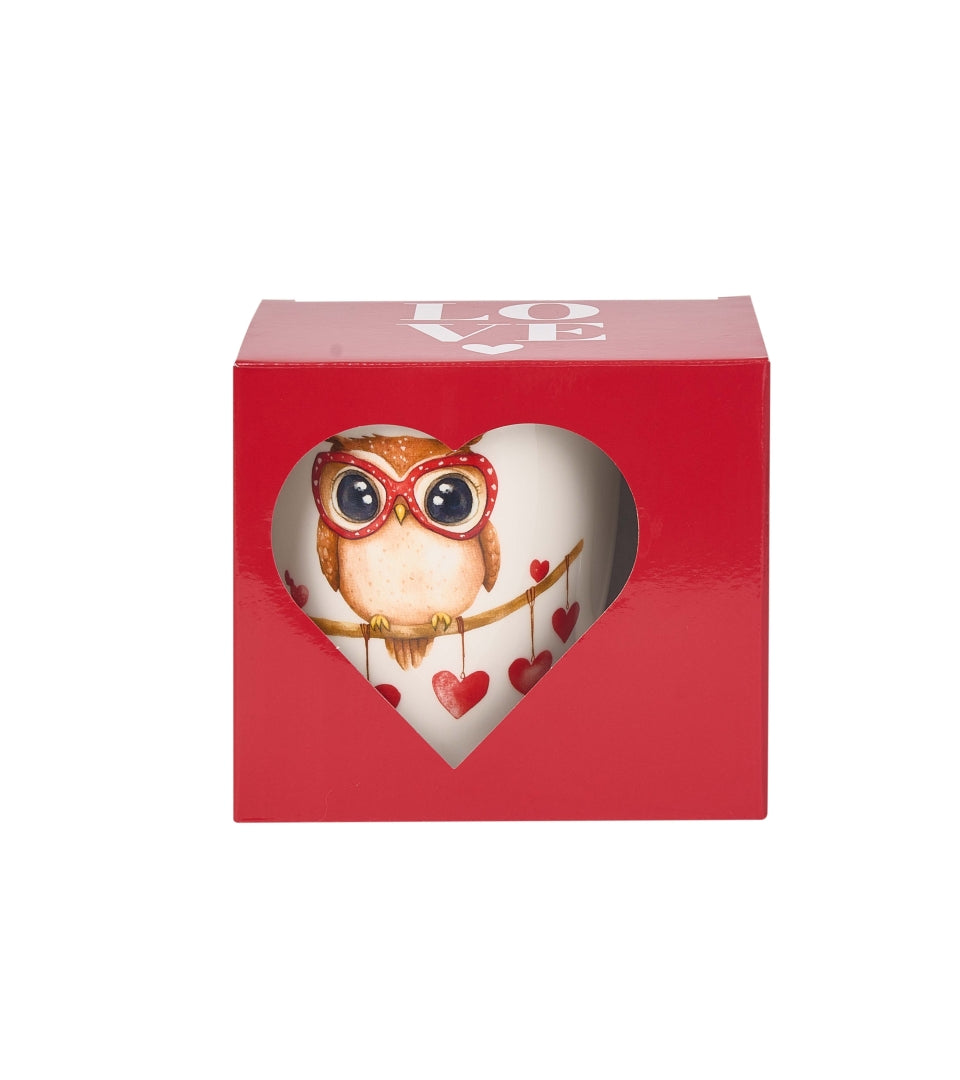 Valentin napi porcelán bögre bagoly díszdobozban 650 ml