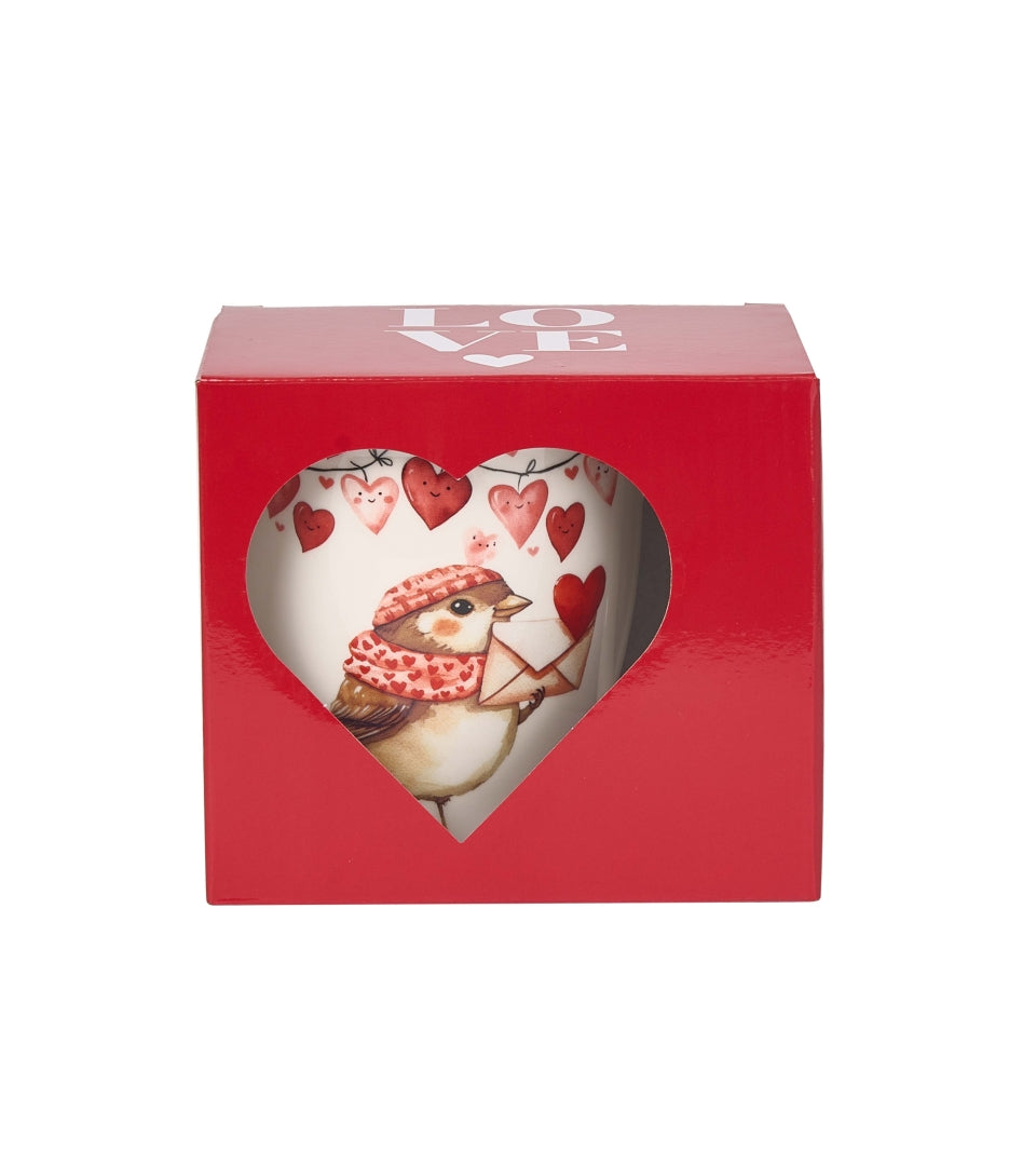 Valentin napi szíves madaras porcelán bögre díszdobozban 650 ml