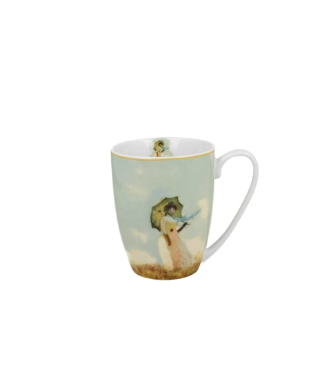 Porcelán bögre 360 ml dobozban Monet Hölgy esernyővel