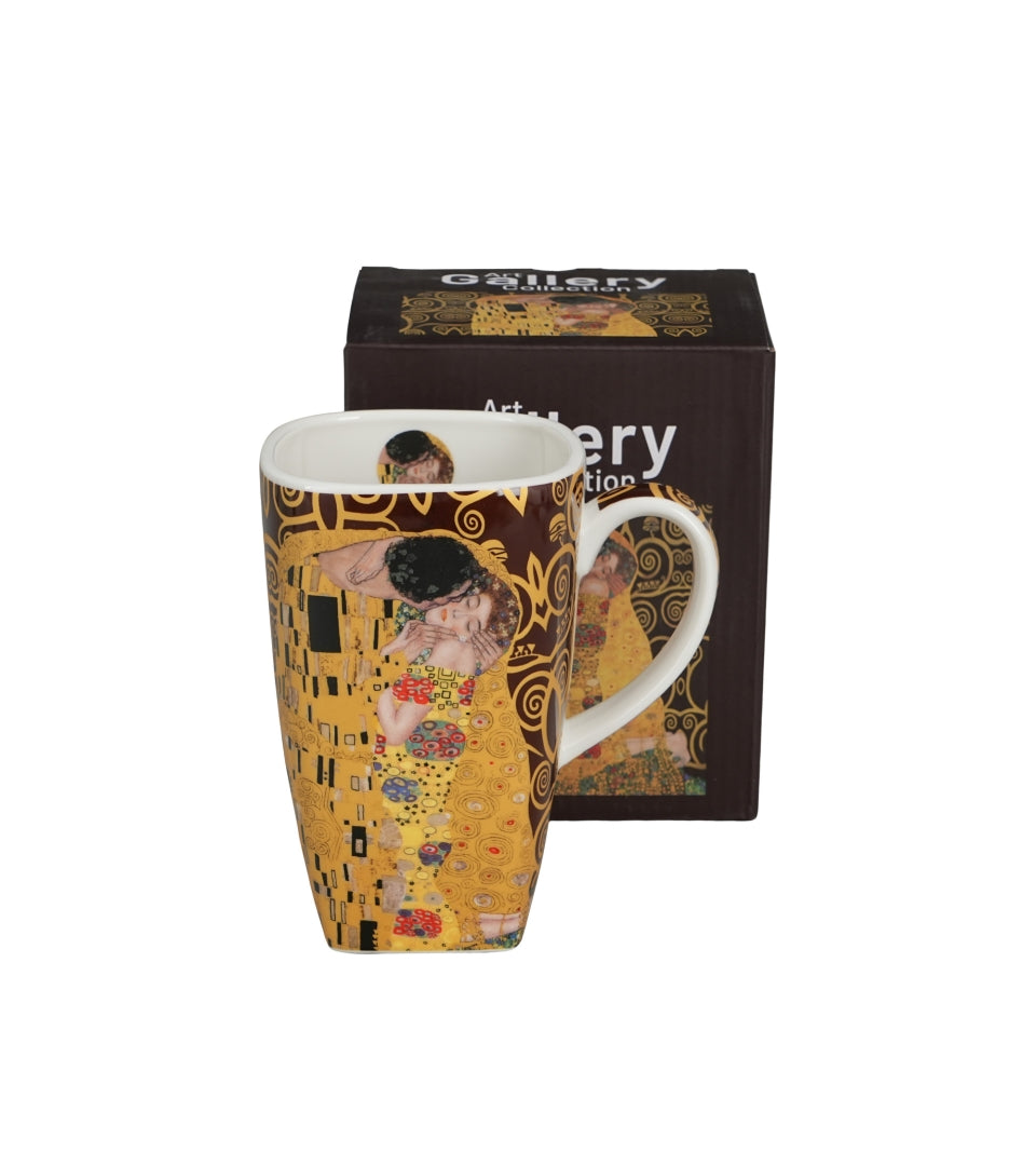 Porcelán nagy bögre 650 ml ajándék díszdobozban Klimt A Csók