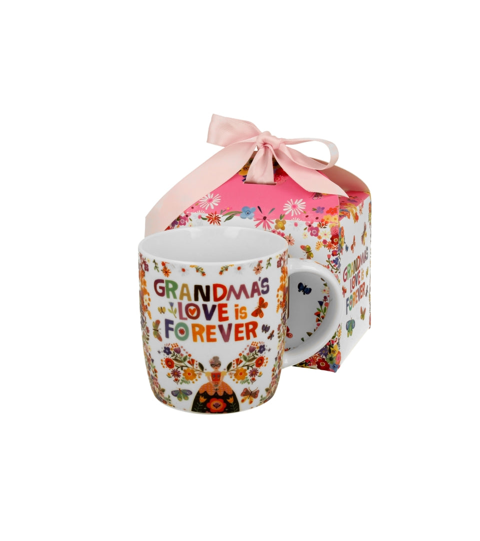 Ajándék Porcelán bögre 400 ml papír díszcsomagolásban nagymamának