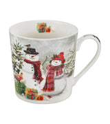 Hóemberes Karácsonyi porcelán bögre házikó díszcsomagolásban Snowman Smile