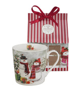 Hóemberes Karácsonyi porcelán bögre házikó díszcsomagolásban Snowman Smile