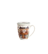Karácsonyi Porcelán bögre fémszűrővel 360 ml díszdobozban Christmas City 2