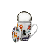 Cicás porcelán bögre tetővel fém szűrővel 360 ml