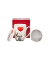 Valentin napi porcelán cicás fém szűrő bögre díszdobozban 360 ml