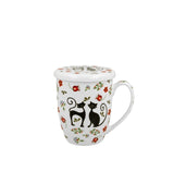Cicás porcelán bögre tetővel fémszűrővel 430 ml dobozban Ethno Cats