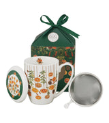 Karácsonyi Porcelán teás bögre szűrővel 360 ml díszdozban Winter Fruits