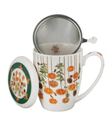 Karácsonyi Porcelán teás bögre szűrővel 360 ml díszdozban Winter Fruits