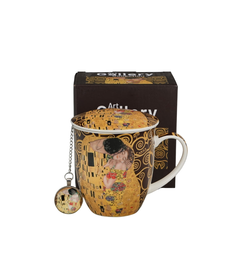 Porcelán szűrős 400 ml bögreKlimt A Csók díszdobozban
