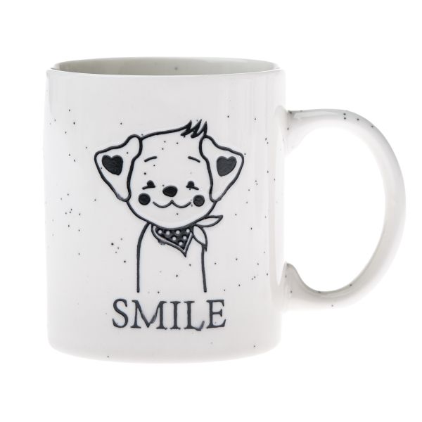 Bögre Kutyás kerámia bögre fekete rajzos kutya Smile felirattal