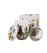 Bögre Kutyás porcelán teás bögre szűrővel díszdobozban Kutyák pikniken