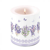 Levendula virágos átvilágítós gyertya 10x10 cm Lovely lavender white