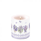 Levendula virágos átvilágítós gyertya kicsi Lovely lavender white