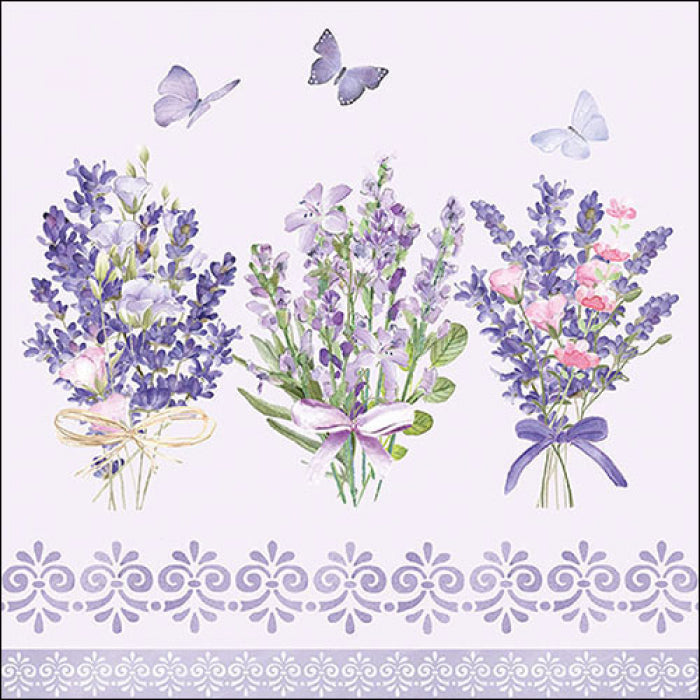 Levendula virágos papírszalvéta 33x33 cm 20 db-os Lovely lavender Lila