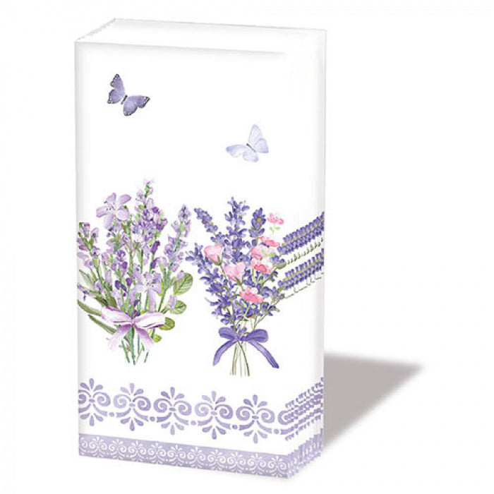 Levendula virágos papírzsebkendő 10 db-os Lovely lavender white