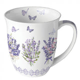 Levendulás porcelán bögre Lovely lavender white
