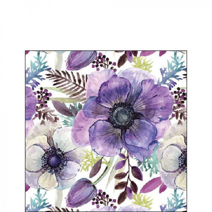Lila virágos háromrétegű papírszalvéta 25x25 cm 20db-os Purple dream