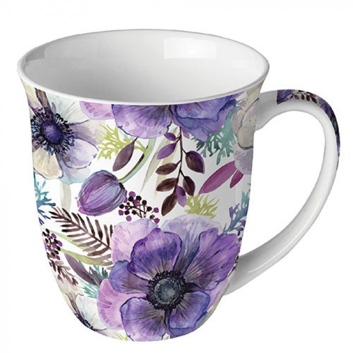 Lila virágos porcelán bögre Purple dream