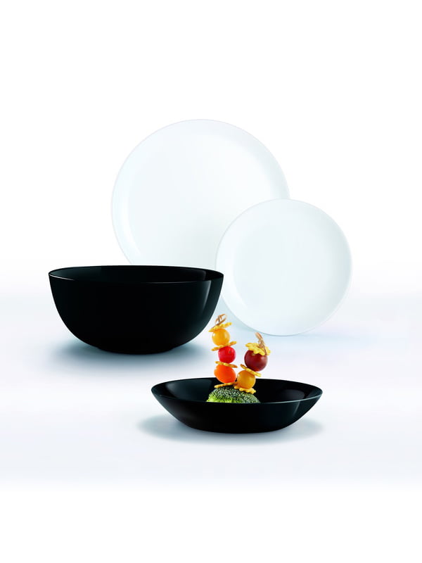 Luminarc Diwali üveg étkészlet 19 részes 6 személyes fehér fekete P4360