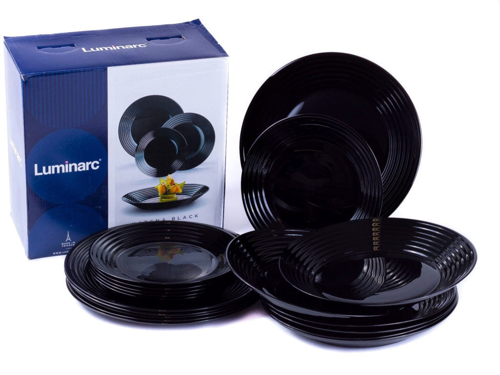 Luminarc HARENA üveg étkészlet 18 részes 6 személyes fekete N5162