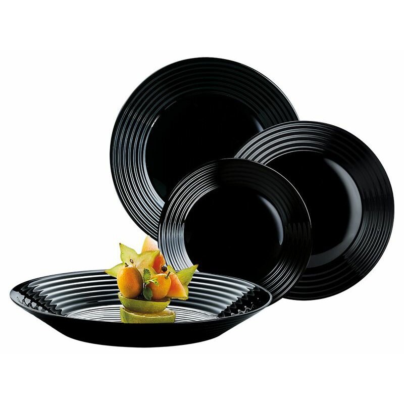 Luminarc HARENA üveg étkészlet 18 részes 6 személyes fekete N5162