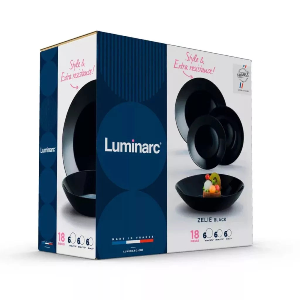 Luminarc ZELIE üveg étkészlet 18 részes 6 személyes fekete