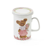 Porcelán bögre tetővel 380 ml maci virágcsokorral Sweet Bear díszdobozban