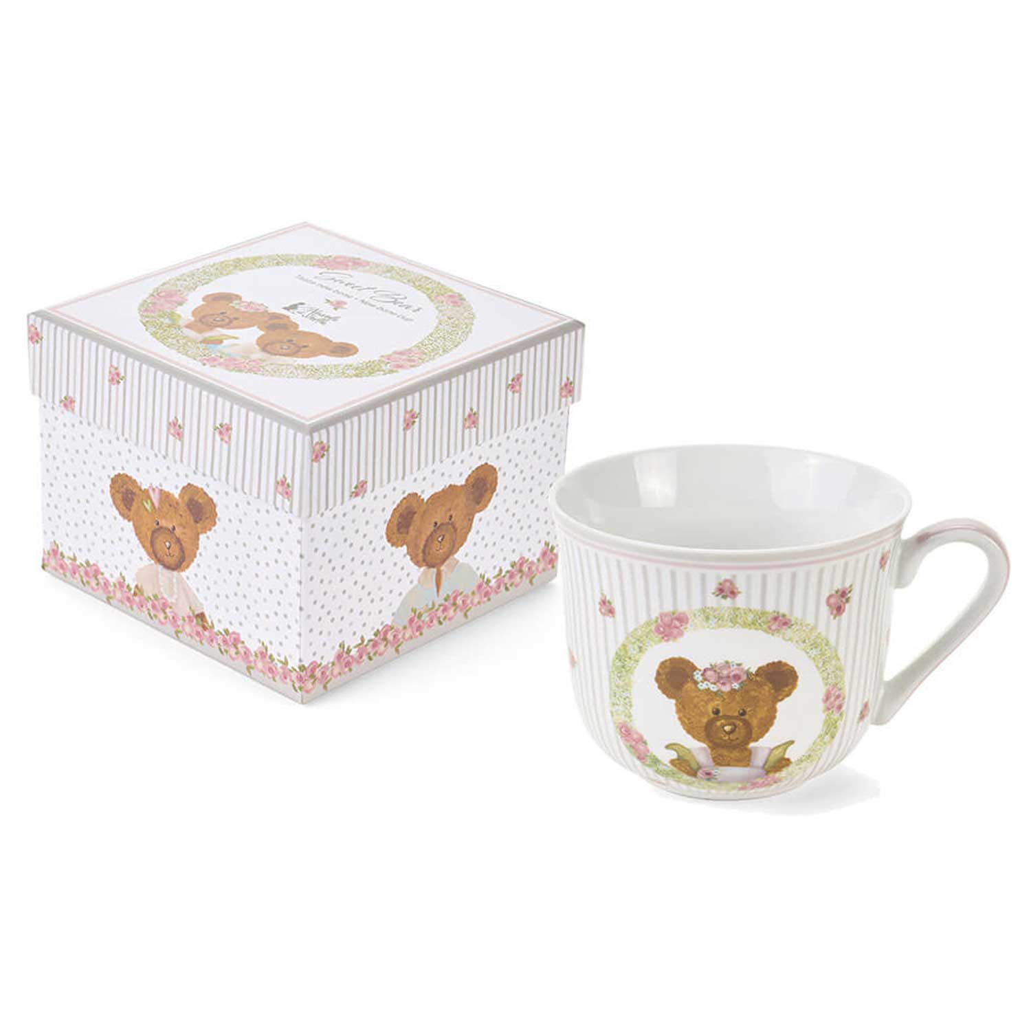 Porcelán bögre 370 ml macis koszorúban Sweet Bear díszdobozban