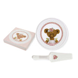 Porcelán tortatál lapáttal 32 cm macis Sweet Bear díszdobozban