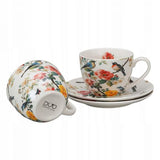 Madaras virágos porcelán csésze aljjal 270 ml 2 személyes készlet díszdobozban