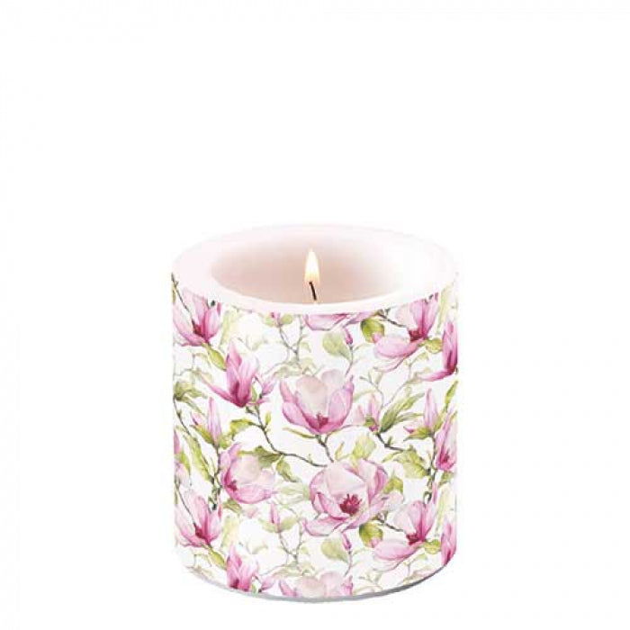 Gyertya Magnólia virágos átvilágítós viaszgyertya kicsi Blooming magnolia