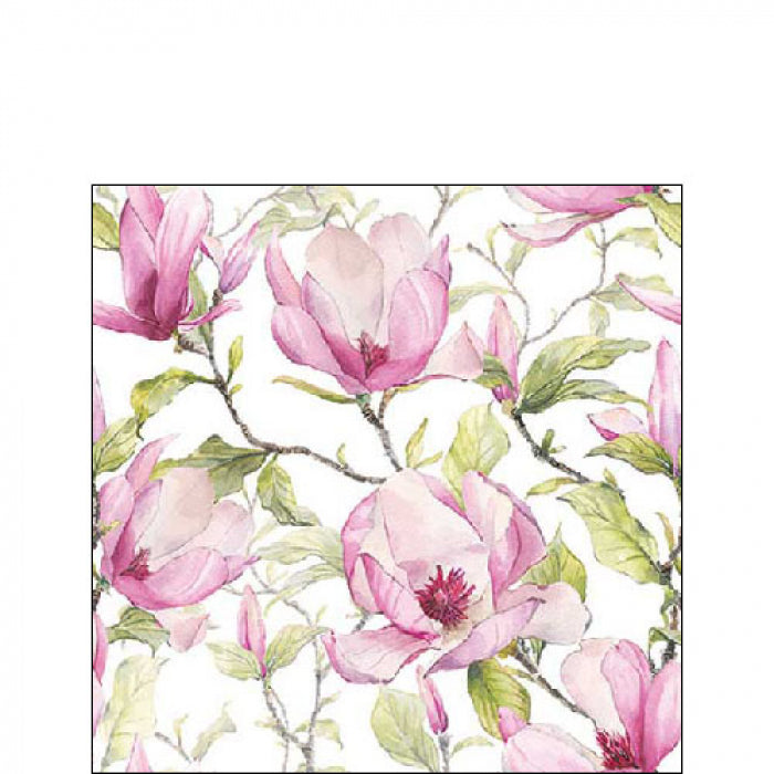 Szalvéta Magnólia virágos papírszalvéta 25x25 cm Blooming magnolia
