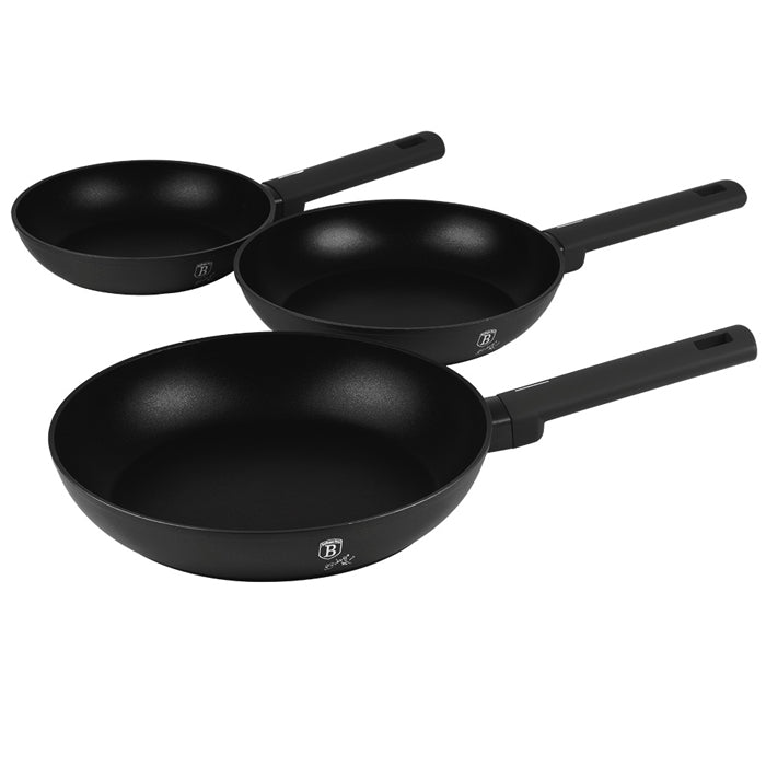 Matt fekete indukciós tapadásmentes 3 részes serpenyő szett Berlinger Haus Matte Black