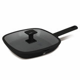 Matt fekete indukciós tapadásmentes grill serpenyő fedővel 28 cm Berlinger Haus Matte Black