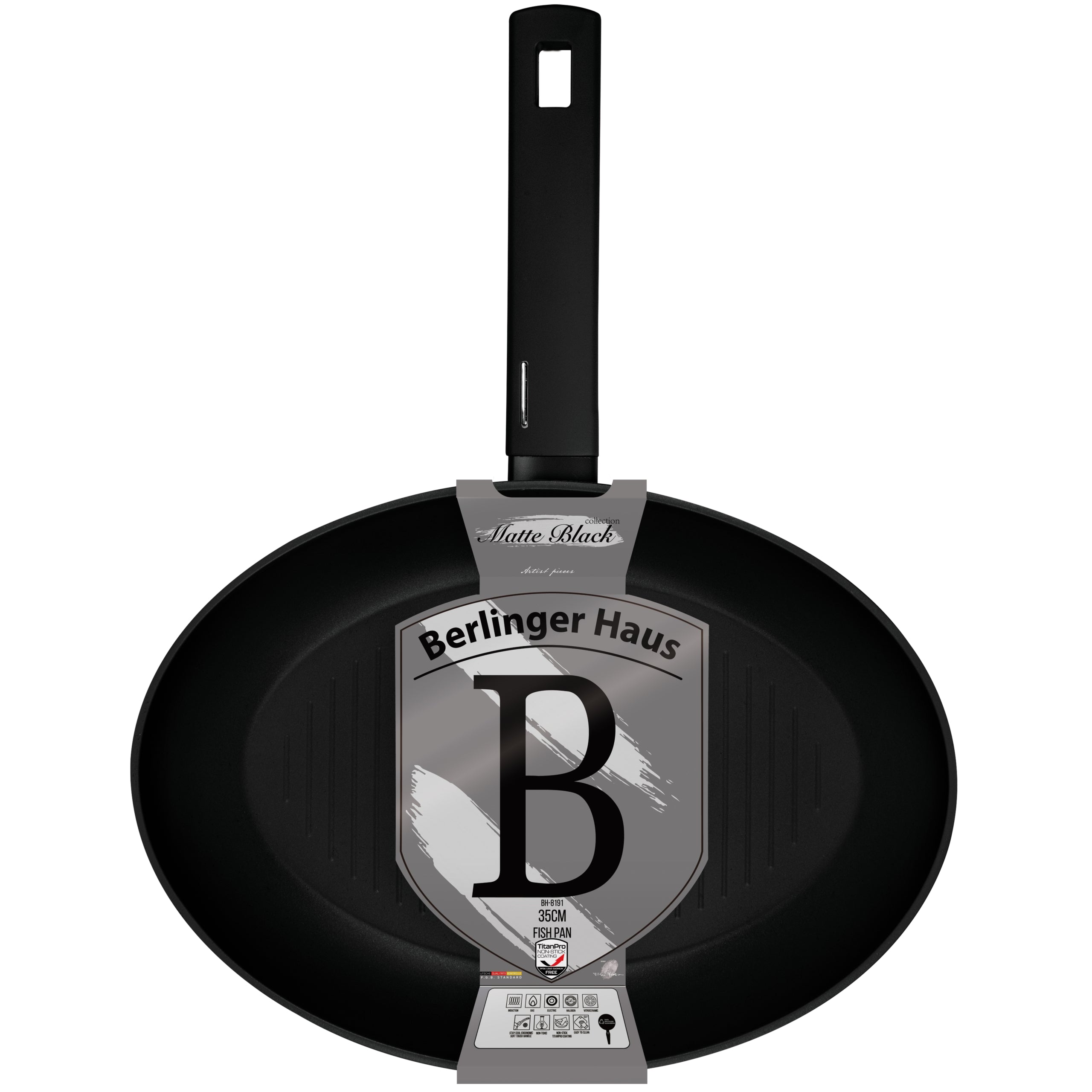 Matt fekete indukciós tapadásmentes halsütő serpenyő 35 cm Berlinger Haus Matte Black