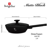 Matt fekete indukciós tapadásmentes mély serpenyő fedővel 24 cm Berlinger Haus Matte Black