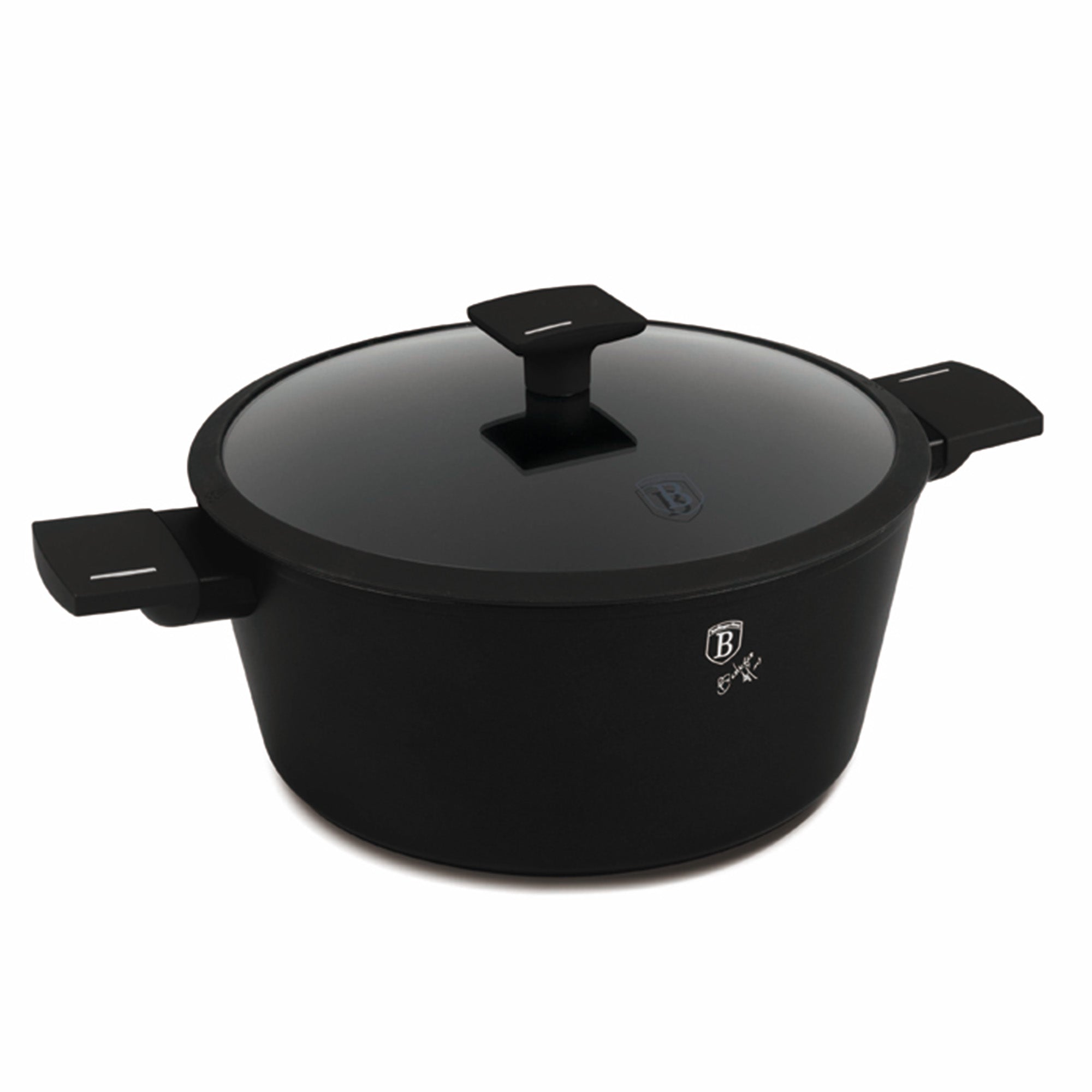 Matt fekete indukciós tapadásmentes nagy lábas 8 literes Berlinger Haus Matte Black