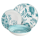 Tognana 18 részes virág mintás porcelán étkészlet Coralie Teal