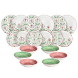 Tognana 18 részes virág mintás színes porcelán étkészlet Lolita