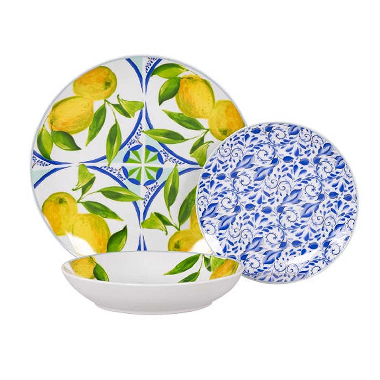 Mediterrán 18 részes porcelán étkészlet TROPEA