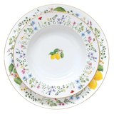 Étkészlet Mediterrán porcelán citrom mélytányér Fleurs et Citrons
