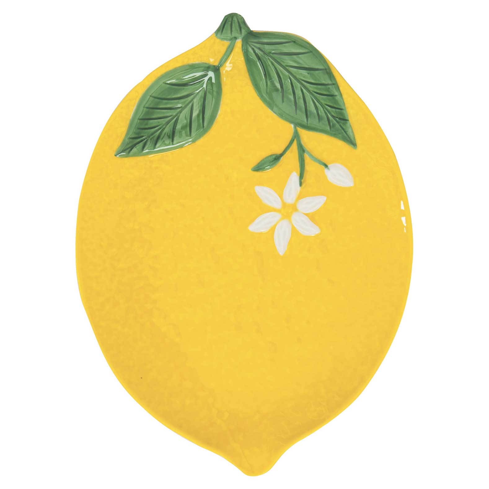 Tálca Mediterrán porcelán sárga citrom kínáló tál 25x18,5 cm Fleurs et Citrons