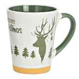 Karácsonyi porcelán bögre - 250 ml - szarvasos fehér