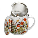 Mezei virág – pipacsos porcelán öblös bögre fémszűrővel – 430 ml – Wild Bird
