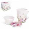 Mezei virágos bögre porcelán tetővel és szűrővel - 300 ml - rózsaszín