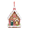 Karácsonyi dekoráció Mézeskalács házikó piros fehér nyalókás függő karácsonyfadísz